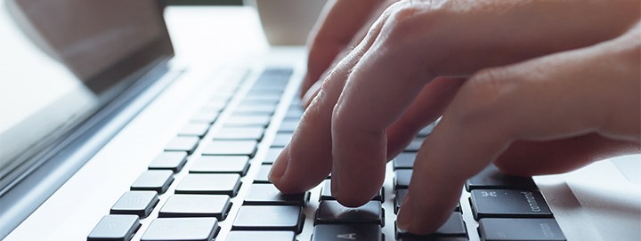 typing on keyboard